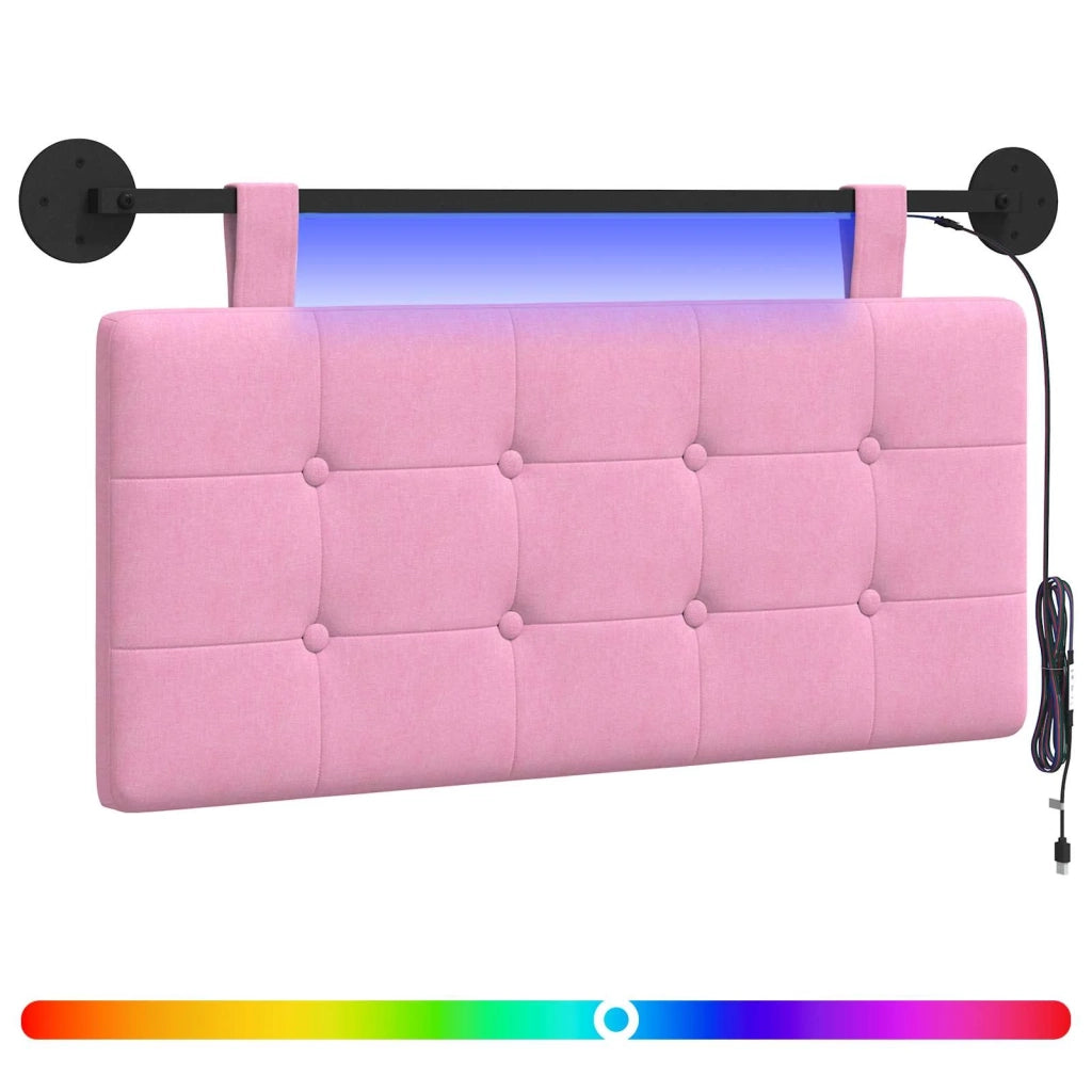 Testiera sospesa Con luce LED Rosa Tessuto