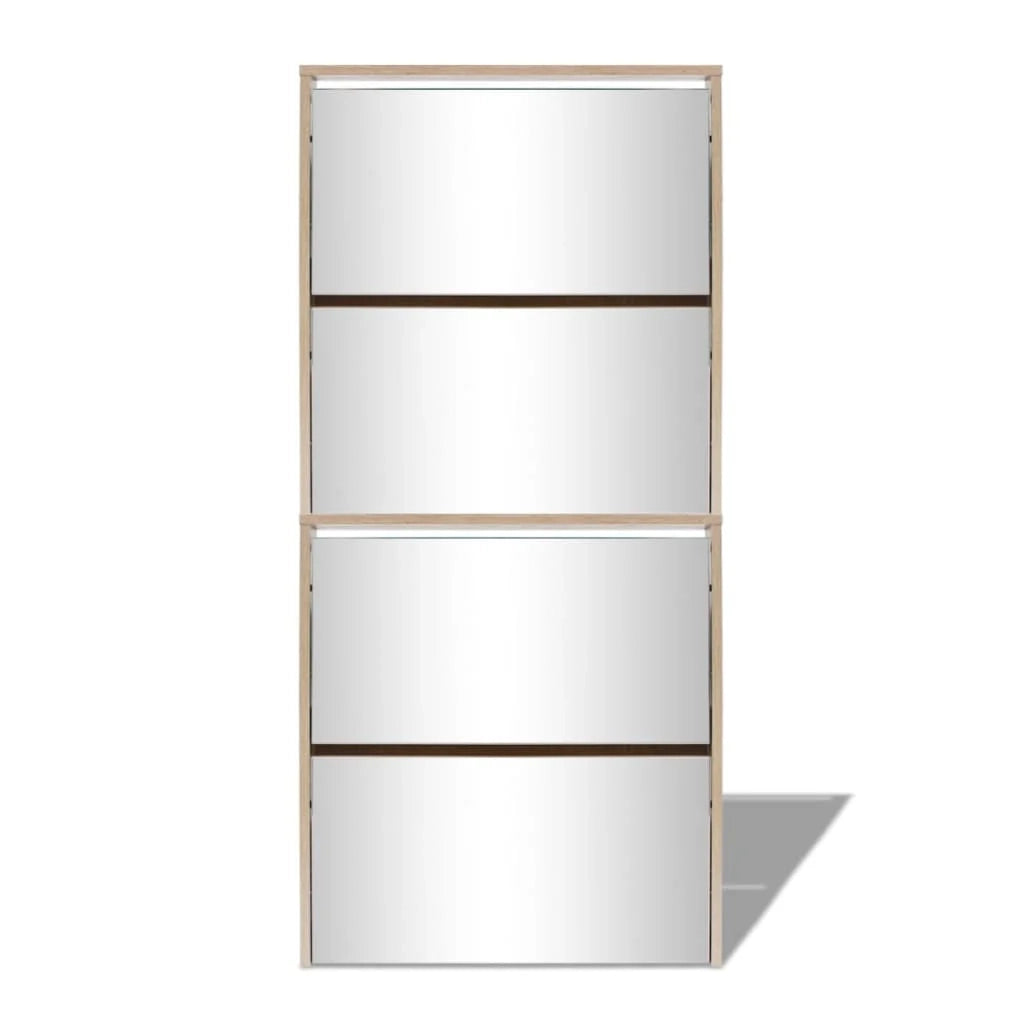 Scarpiera con 4 ripiani e specchio 63 x 17 x 134 cm rovere marrone 02_0043394