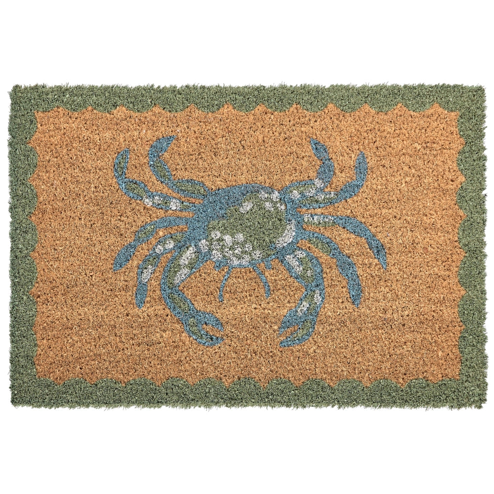 Zerbino naturale in cocco con fondo antiscivolo 40 x 60 cm decorazione stampa granchio tappetino di benvenuto antiscivolo