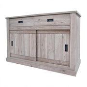 Mobile Soggiorno Madia Con 2 Cassetti 2 Ante Scorrevoli E 4 Ripiani Interni Credenza Design Minimal Shabby Chic Per Sala Da Pranzo Zona Living 150 X 50 X 95.5 Cm Rovere Alaska