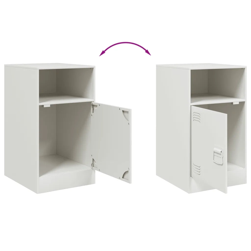 Set di 2 Comodini | Armadio da Notte | Mobiletto da notte Bianchi 34,5x39x62 cm in Acciaio