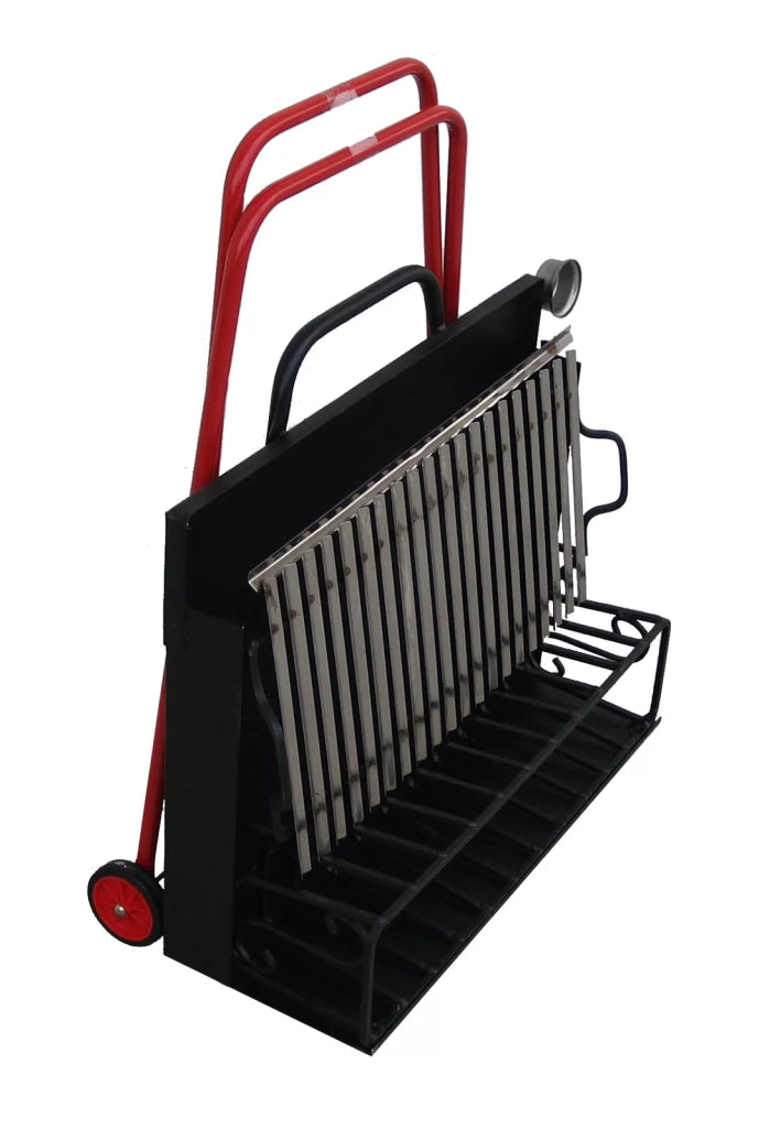 Barbecue a Legna Portatile con Griglia in Acciaio Inox, Ripiano Recupera Grassi, Pieghevole con Ruote, Made in Italy, Con tira braci e bicchiere raccogli olio OMAGGIO (EXTRA LARGE)