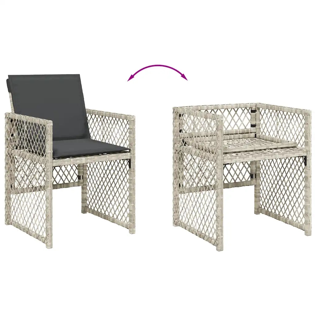 vidaXL Set Pranzo Giardino 11pz con Cuscini Grigio Chiaro Polyrattan