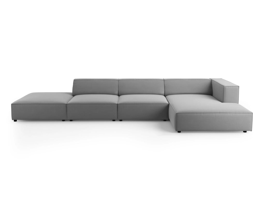Cosmopolitan Design - Divano angolare destro "Arendal" 5 posti in velluto grigio chiaro 
