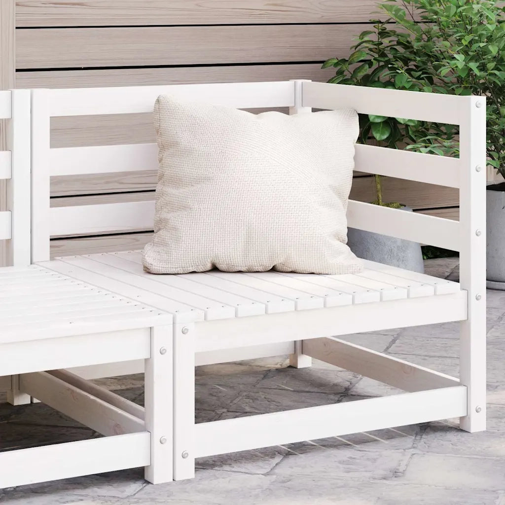 Divano Angolare da Giardino Bianco in Legno Massello di Pino cod mxl 44537