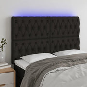 Testiera a LED-Testata con LED Nera 160x7x118/128 cm in Tessuto