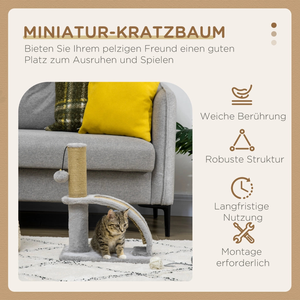 Tiragraffi per Gatti con Corda e Campanella ¨C zephmum ¨C Grigio 34x24x43 cm