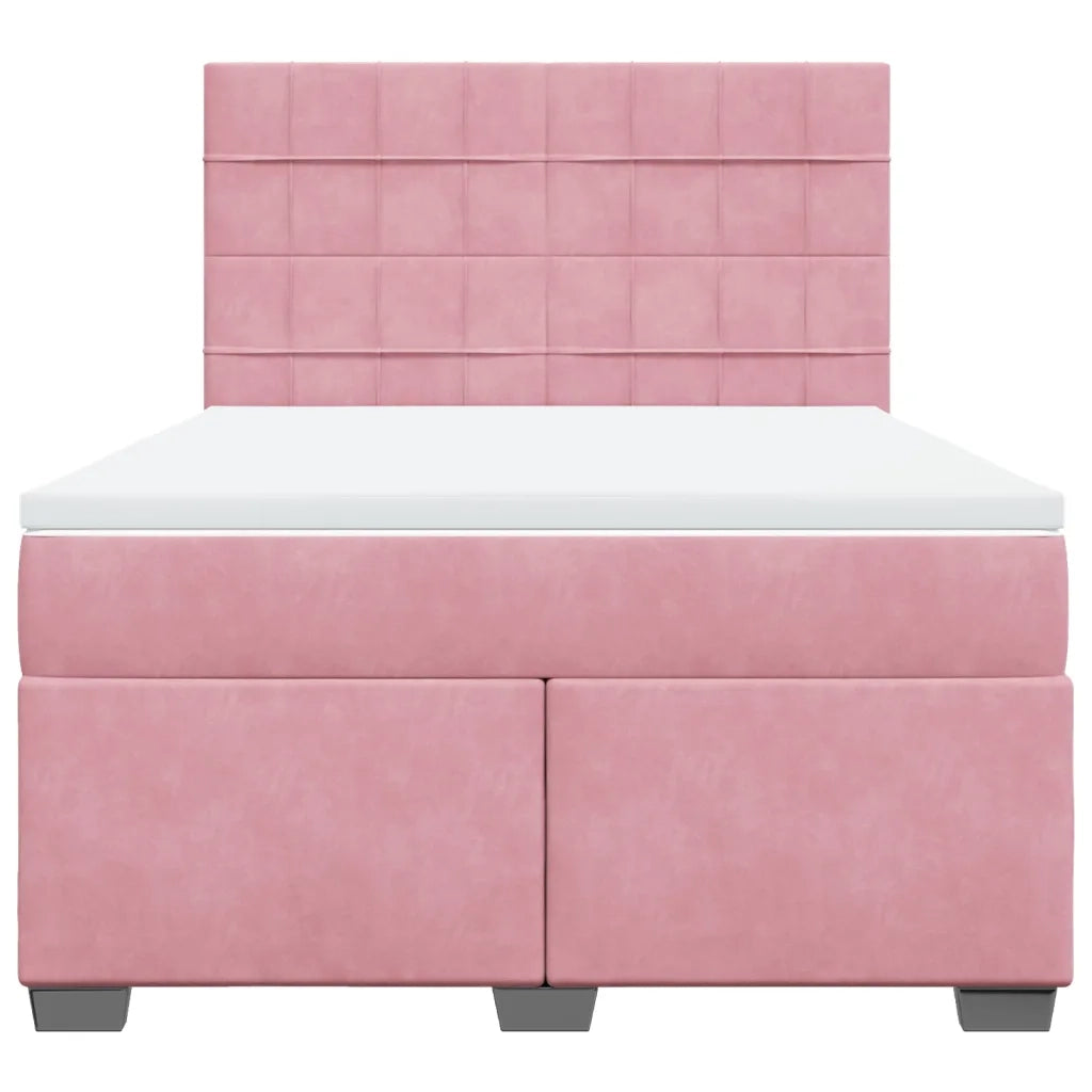 vidaXL Giroletto a Molle con Materasso Rosa 160x200 cm in Velluto