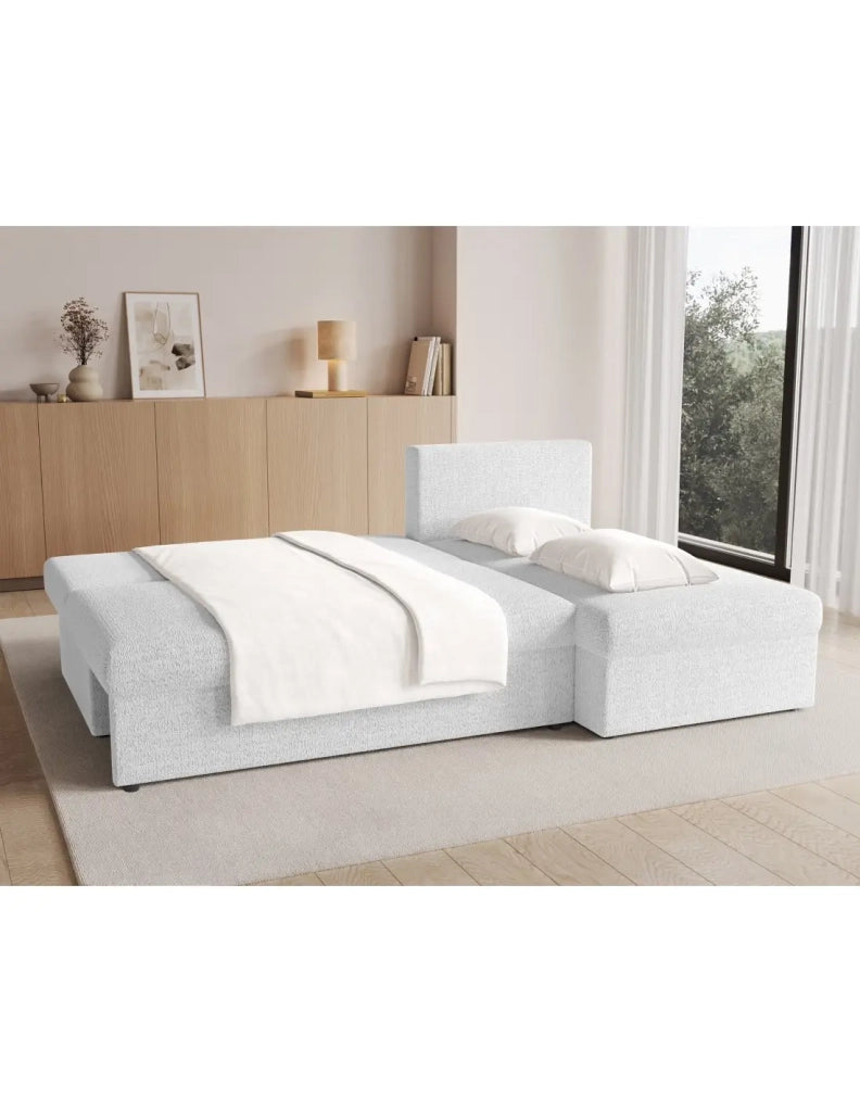 Divano ad angolo Bianco 3 posti piccolo spazio 206x90x146cm GINA