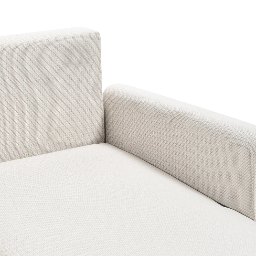 Divano angolare 3 posti sinistro imbottito in tessuto beige con funzione di dormiente e schienale imbottito estraibile Gambe in legno