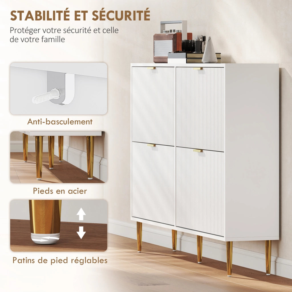 Scarpiera con cassetti e ripiani regolabili ¨C zephmum ¨C bianco 105x24x91,5 cm