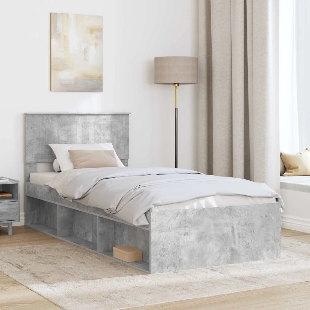 Struttura del letto Grigio Concretè 90 x 190 cm Pino massello