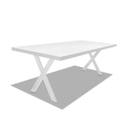 Tavolo da pranzo in legno e metallo con piedi a X bianchi - 160x90 cm