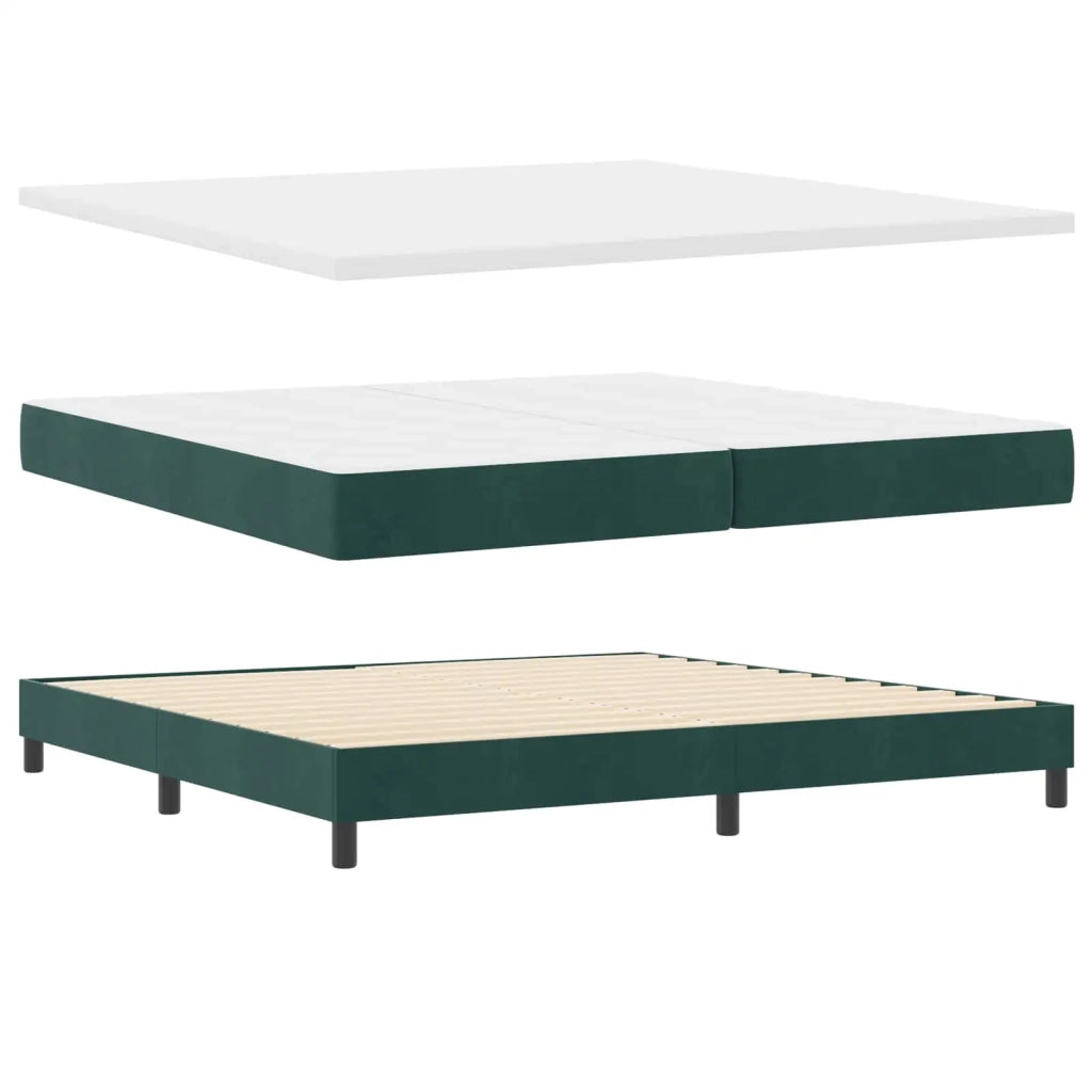 Letto a molle con materasso Verde Scuro 200 x 200 cm Poliestere 3341543