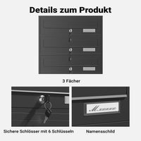 Cassetta postale condominiale autoportante 3 posti, 1 modulo, nero 556 x 270 x 1500 mm