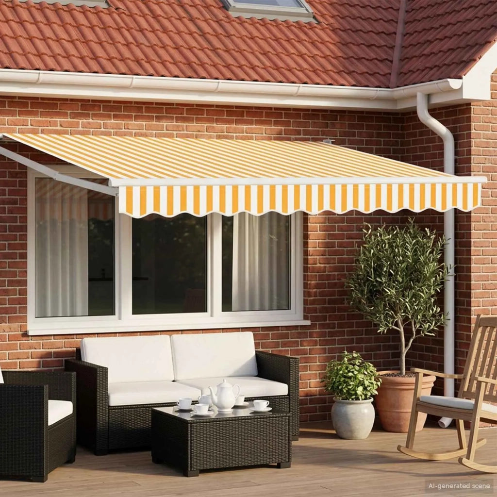 Tettuccio Elettrico Retrattile Giallo e Bianco 3,5 x 2 m CFW6260477