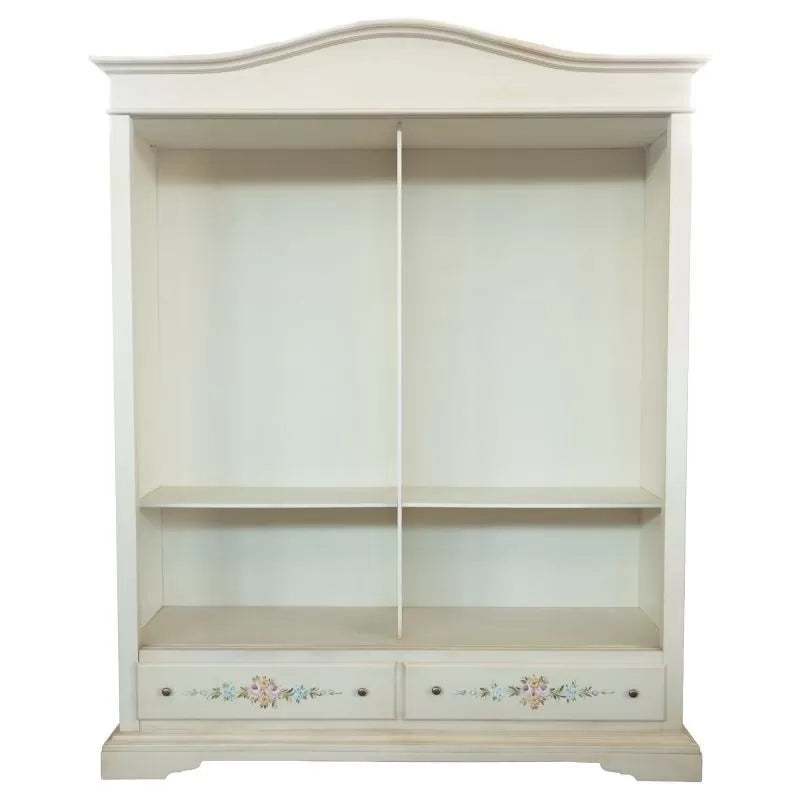 Armadio 2 ante scorrevoli legno shabby bianco anticato decori 180x67x225 - Mobili 2G