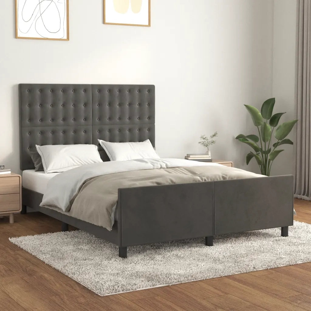 Giroletto con Testiera Grigio Scuro 140x200 cm in Velluto cod mxl 61560