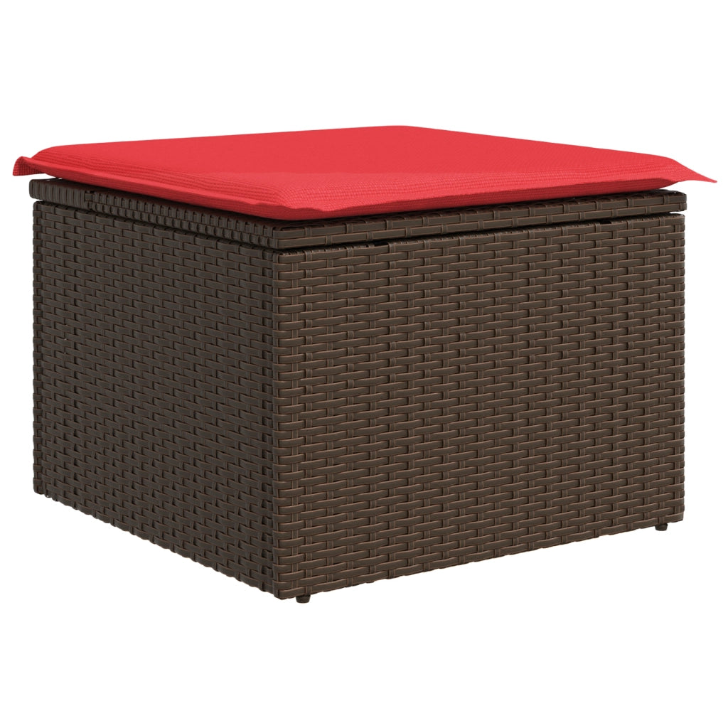 Sgabello da giardino con cuscino marrone 55x55x37 cm in polyrattan CFW3232003