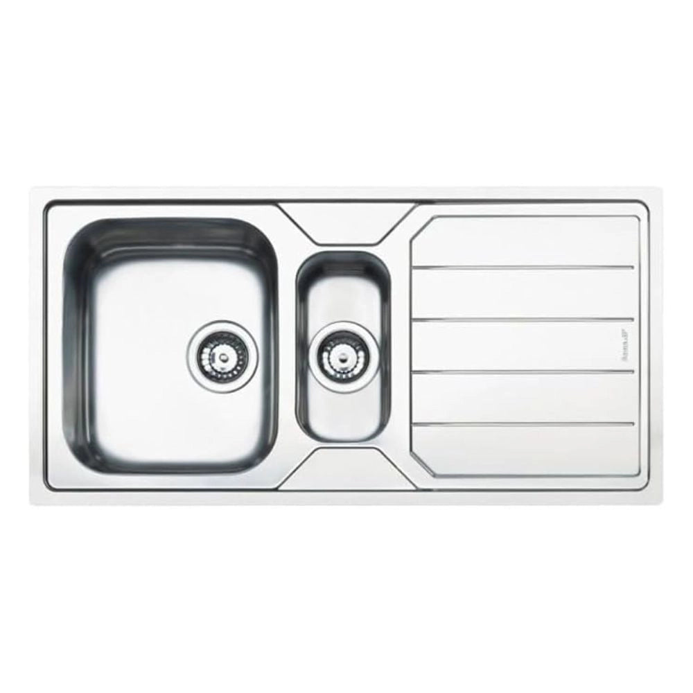 Lavello incasso 2 vasche e gocciolatoio reversibile 100x50 Smeg LFB112 inox spazzolato