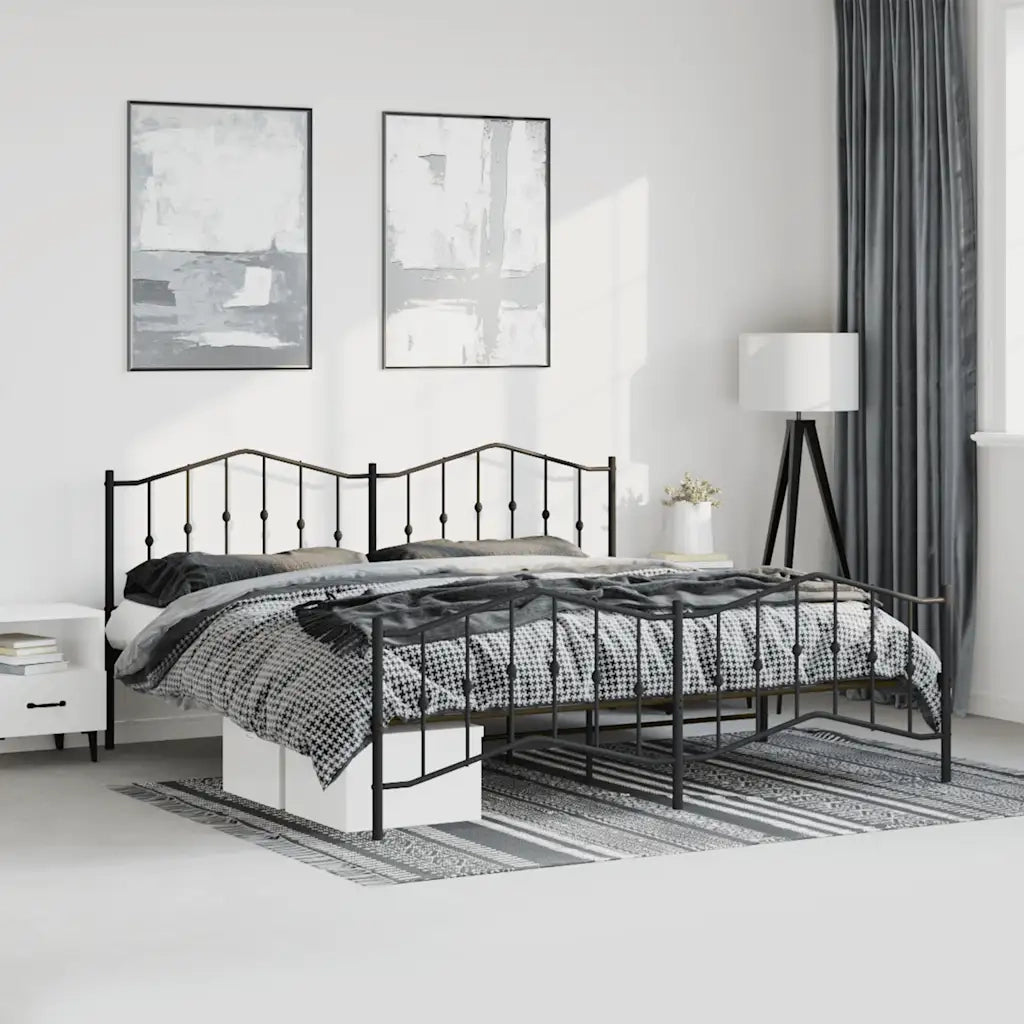 Giroletto con Testiera e Pediera Metallo Nero 193x203 cmcod mxl 132173
