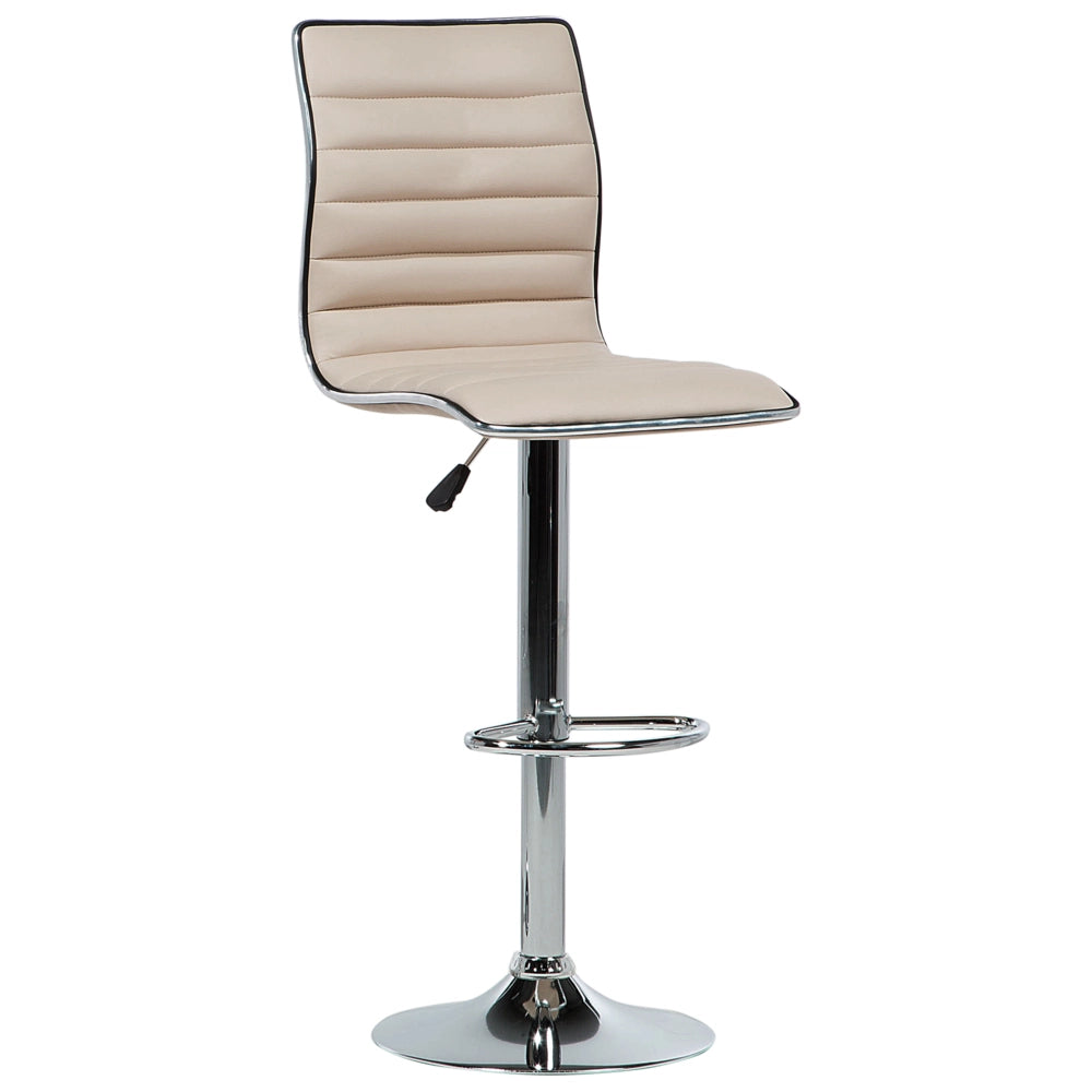 Set di 2 sedie da bar Sedile in ecopelle beige Struttura in argento Altezza del bancone Girevole regolabile in altezza