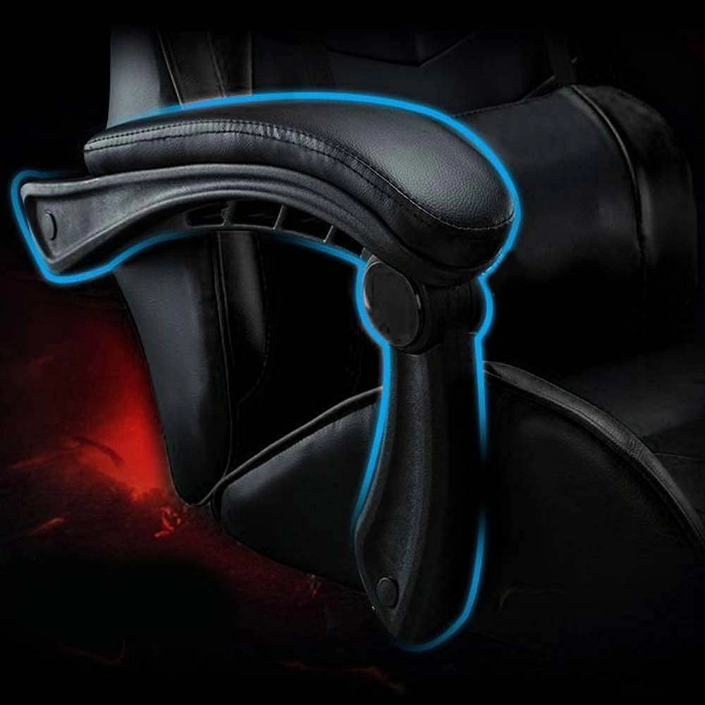 Trade Shop - Sedia Poltrona Gaming Ufficio Casa In Ecopelle Cuscino Lombare Poggiatesta Piedi Nero -