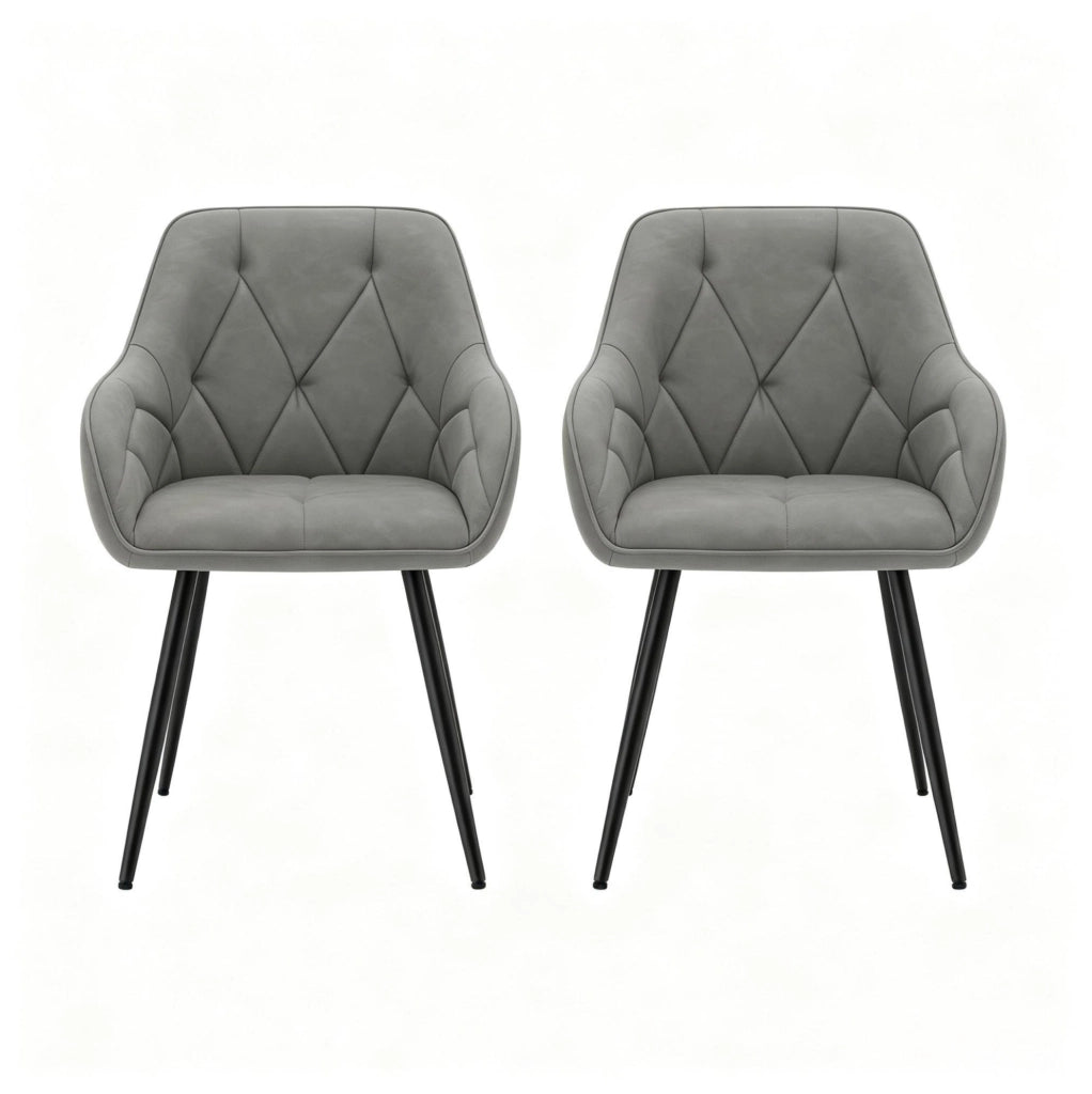 SEDIA Set da 2 pezzi 45,5x45x83,5 cm Similpelle Grigio Scuro