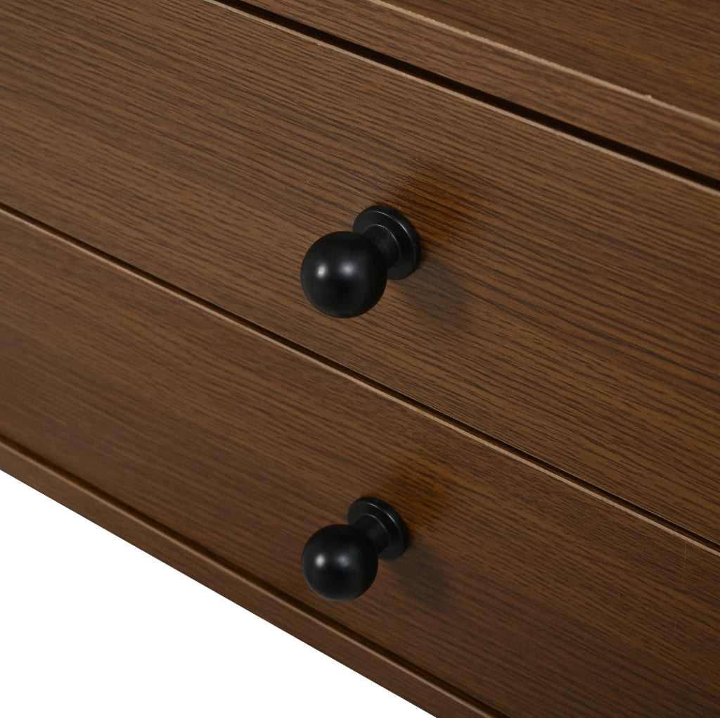Tavolino da salotto 100x50x36 cm con ante scorrevoli e 2 cassetti in MDF color noce