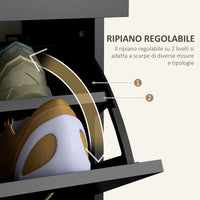 Mobile Scarpiera da 12 Paia 80x30x91,5 cm con Ripiani Regolabili e Cassetti in Legno Nero
