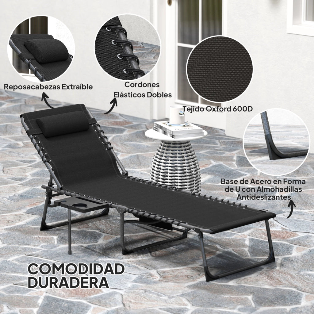 Poltrona Pieghevole con Schienale Regolabile ¨C Zephmum ¨C Grigio Scuro 190x60x31 cm