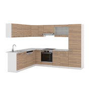 Cucina angolare completa R-Line Sonoma/Bianco 287 x 227 cm senza piano di lavoro Vicco