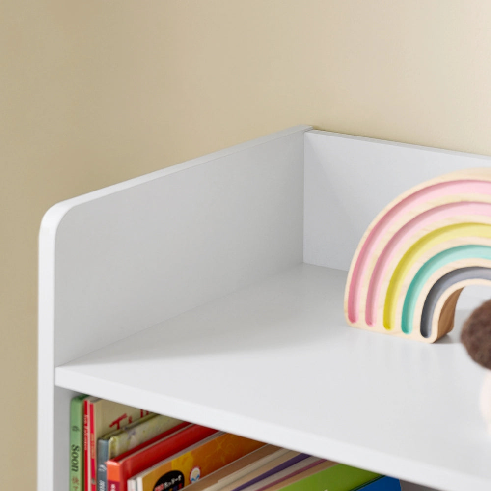 SoBuy Libreria Montessoriana per Bambini - Scaffale Portagiochi con 5 Scomparti Aperti - Libreria da Terra per Cameretta Bianco 80x34x104 cm KMB55-K-W