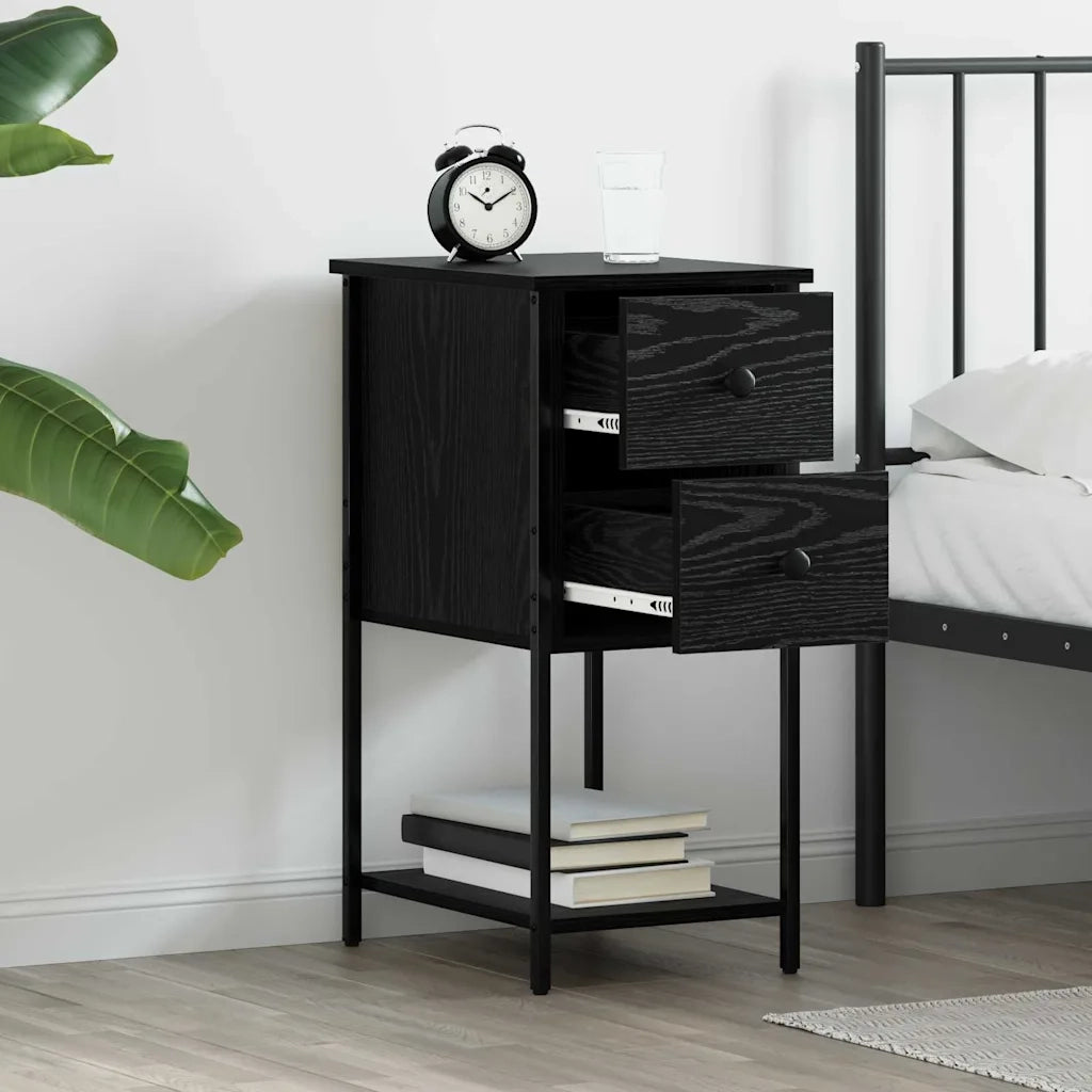 vidaXL Armadio da Notte con cassetto 2 pcs Rovere nero 32 x 42 x 70 cm