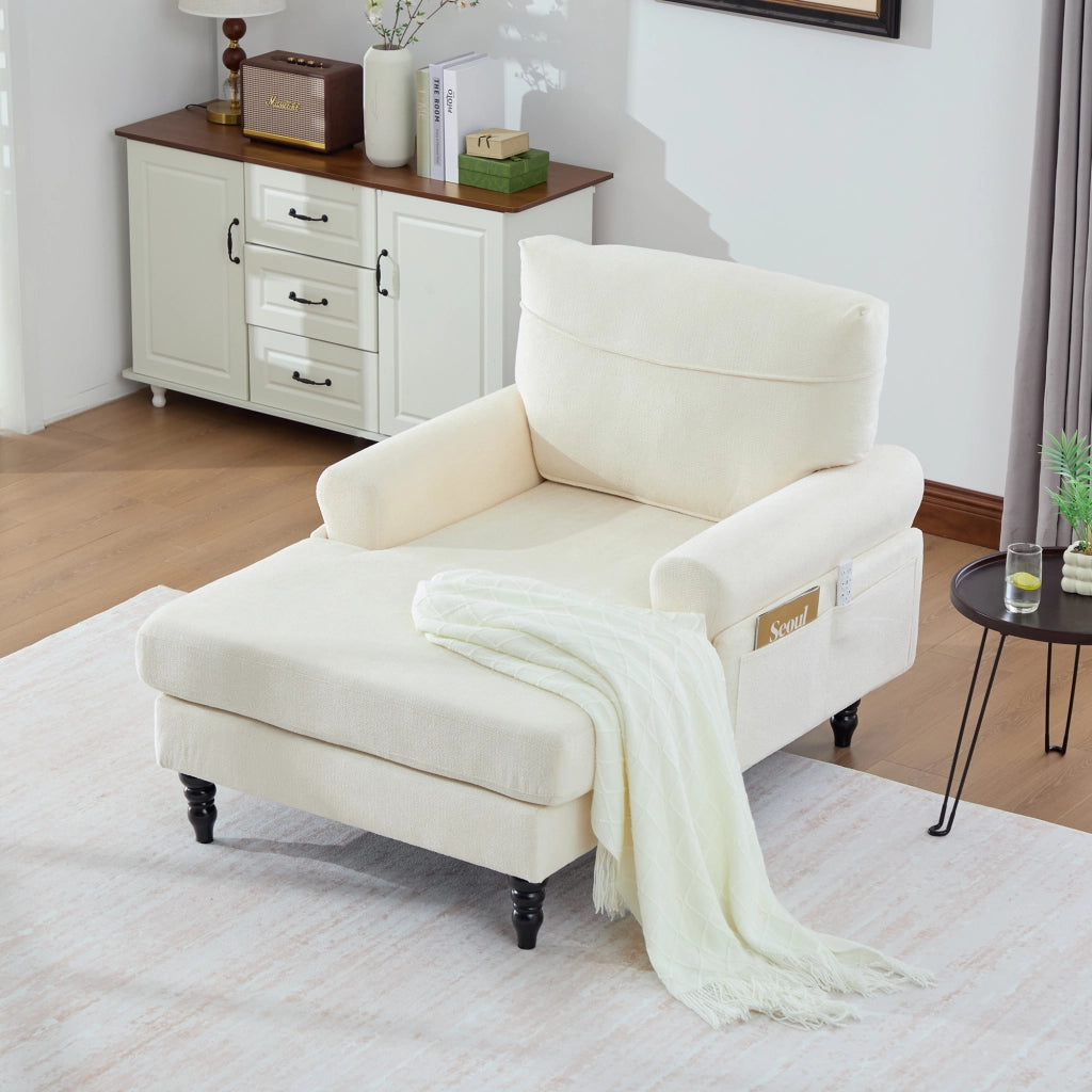 POLTRONA in Chenille Beige 125,5 x 97 x 86 cm