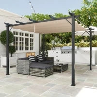 Pergola da Giardino 3x3 m con Tettuccio Retrattile Anti UV e Telaio in Alluminio, Grigio
