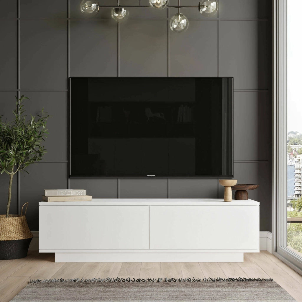 Kenneth, Mobile Porta tv un Ripiano, 140x36x38h cm Bianco