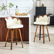 SGABELLO ALTO 89 cm Legno Bianco con Schienale a Fiore