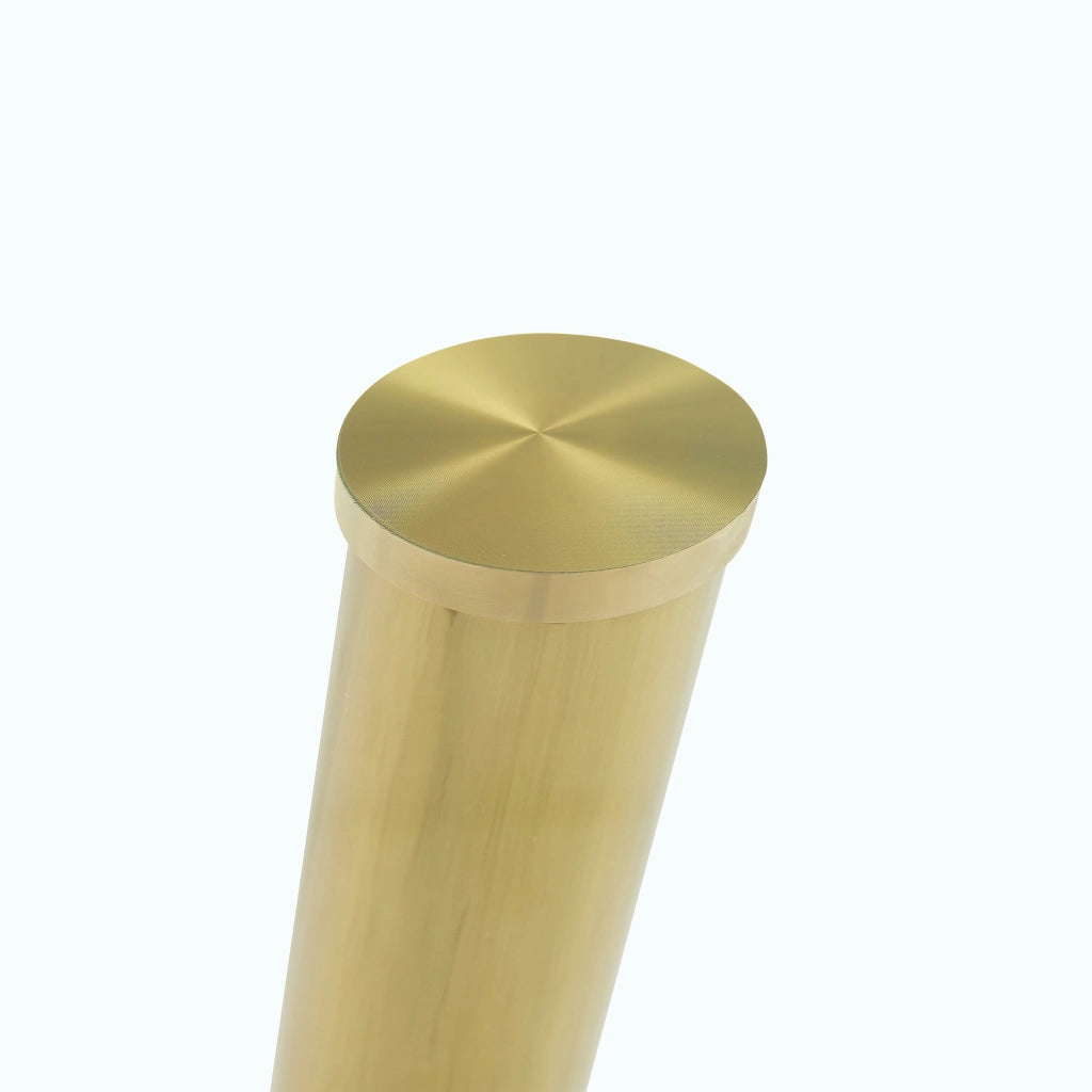 Tavolo da Pranzo Rotondo ¨C Xylo ¨C Piano in Vetro Temperato, Gambe in Metallo Dorato, ?89 cm