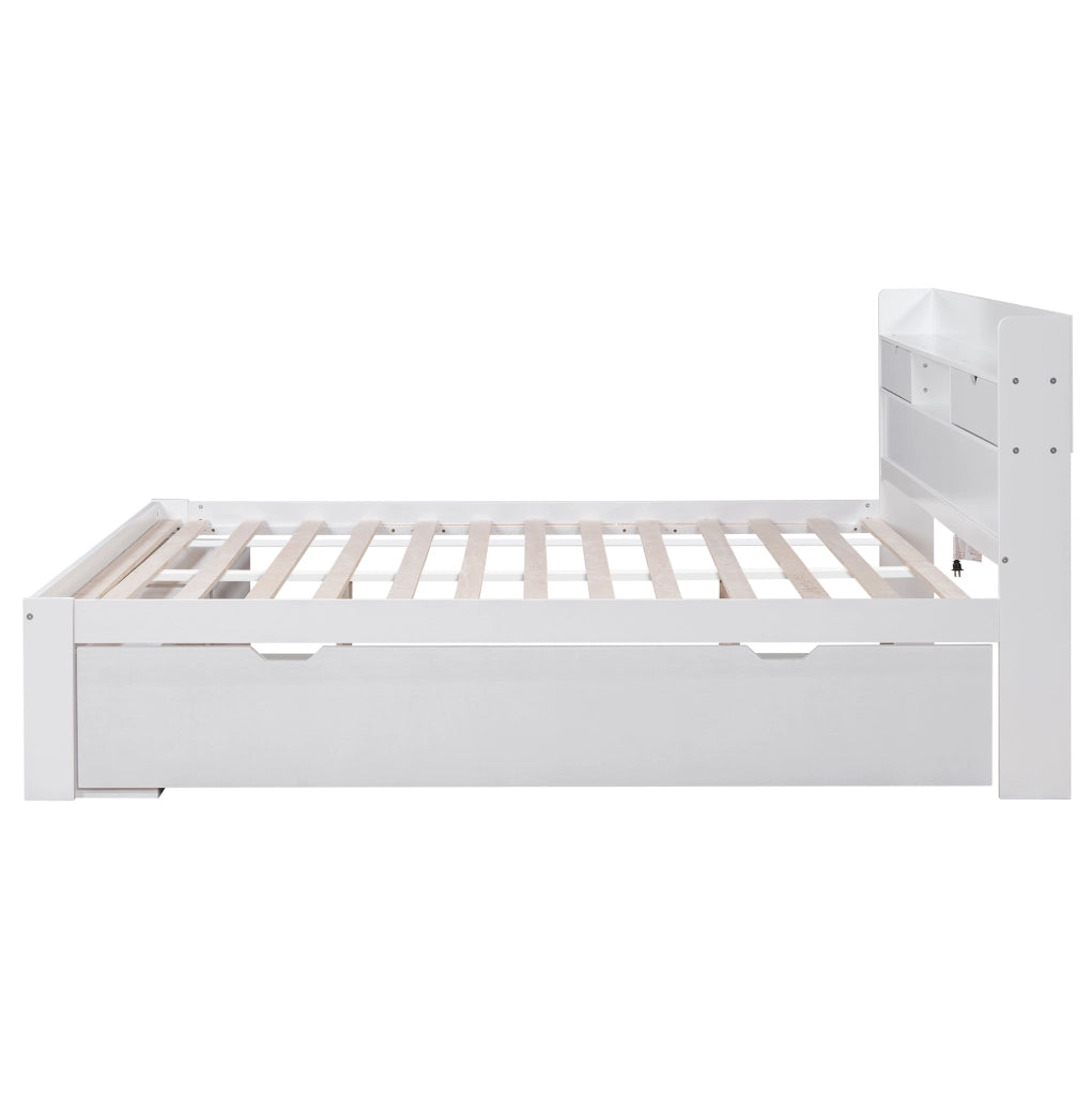 Letto 160x200 cm con USB e ampio spazio contenitore bianco