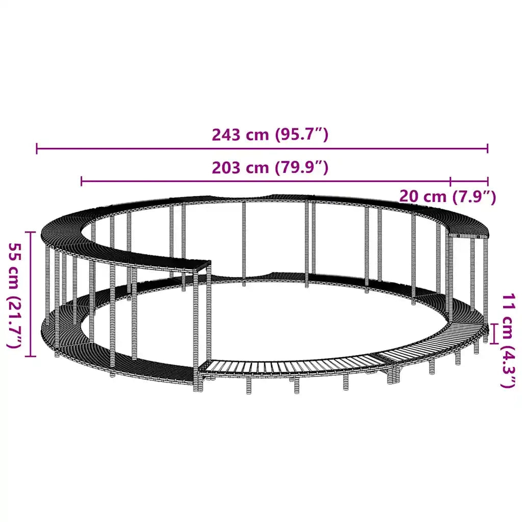 vidaXL Bordo per Vasca Spa con Portaoggetti&Gradino Polyrattan Grigio