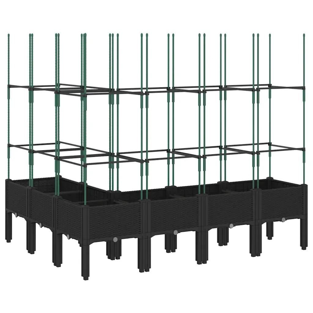 Fioriera da Giardino con Traliccio Nera 160x120x142,5 cm in PP 367968