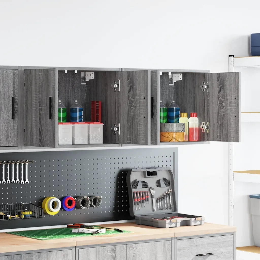 vidaXL Pensili per Garage 2 pz Grigio Sonoma in Legno Multistrato