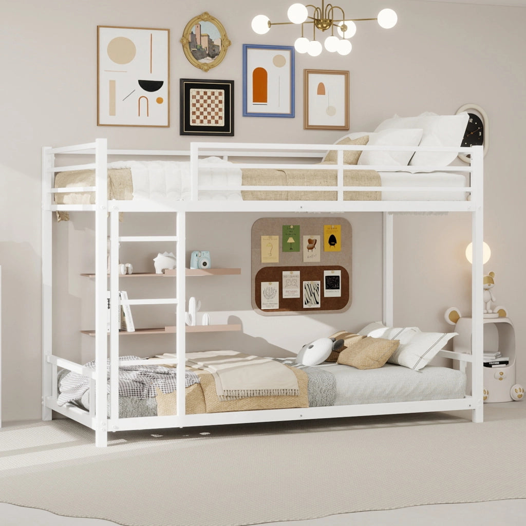 Letto a castello con funzione di due letti singoli ferro bianco 98x197 cm