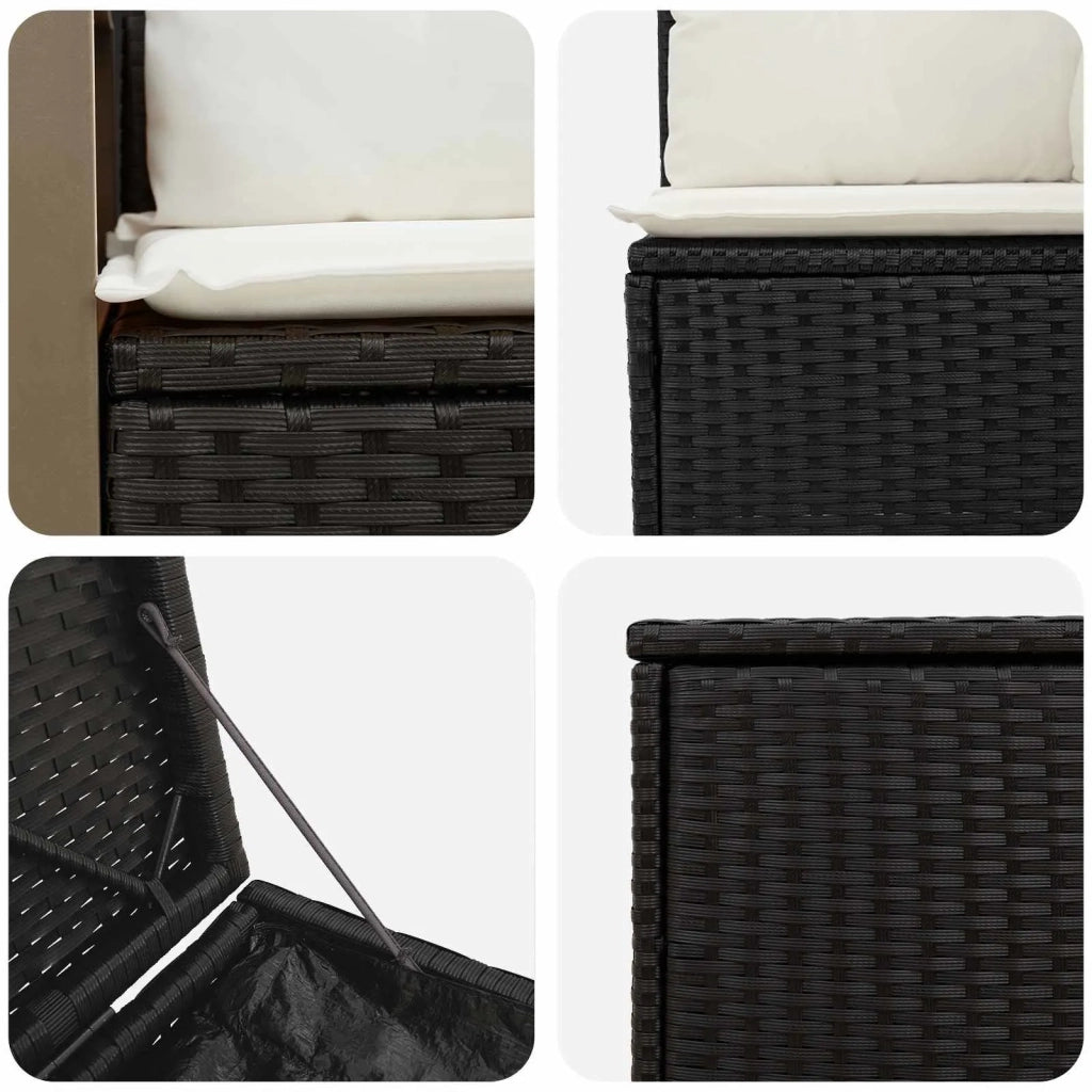 Set di divani 5 pz Nero e Bianco Crema 3447960