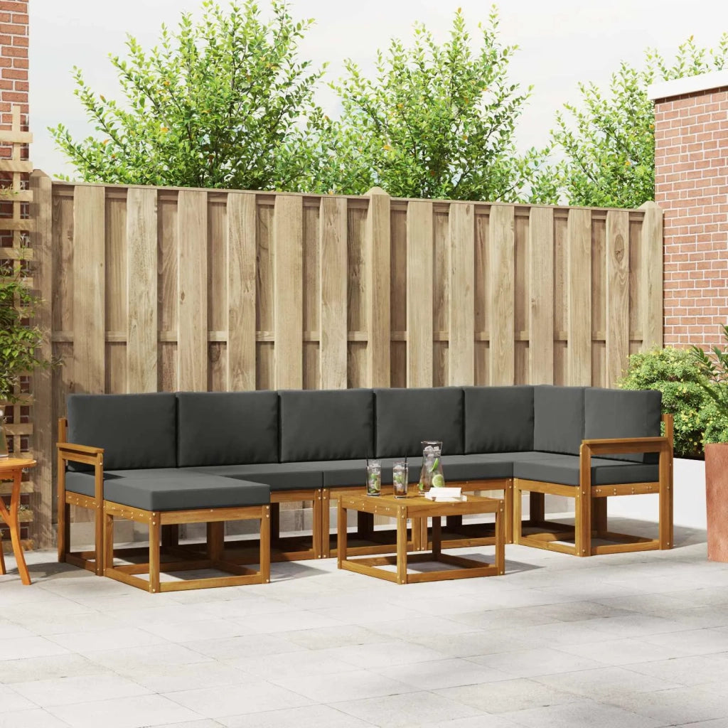 Set di divani da esterno con cuscino 8 pcs Naturale e Antracite