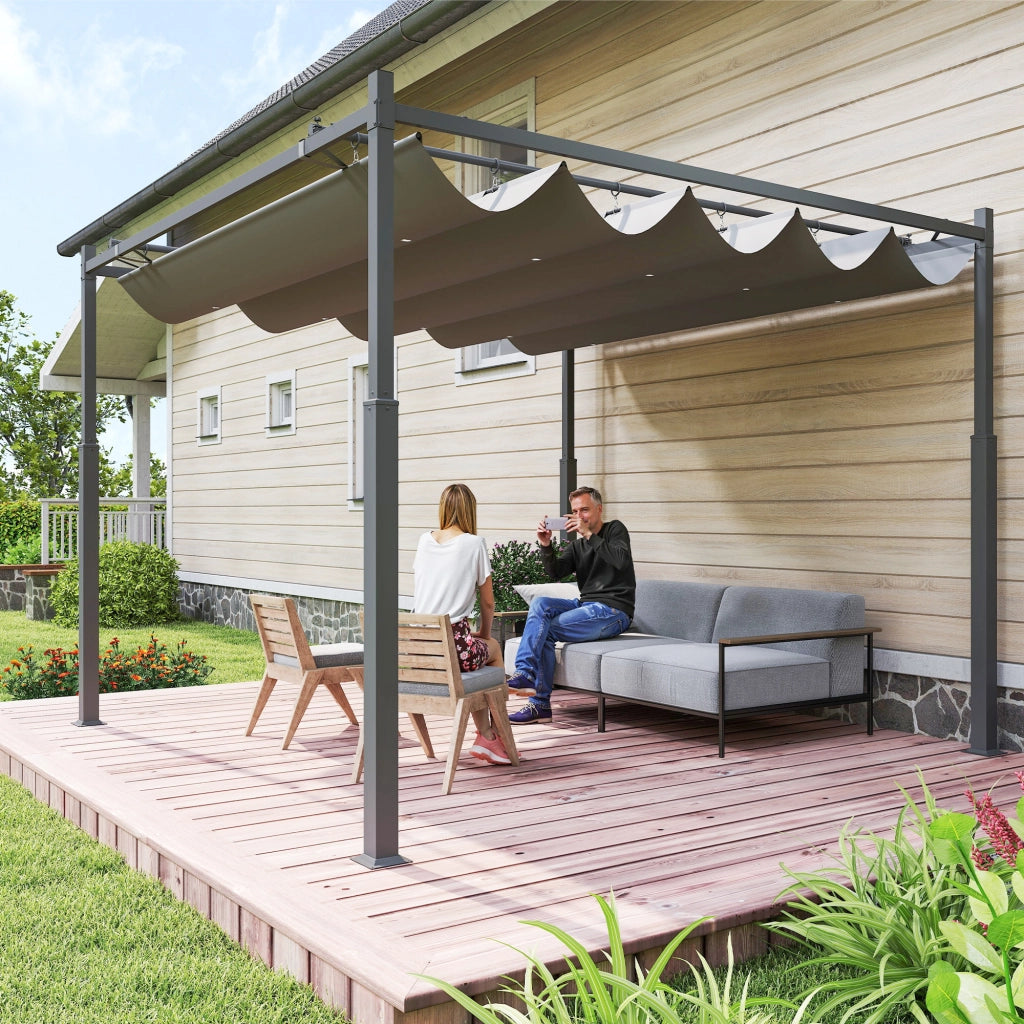 Pergola da giardino ¨C zephmum ¨C grigio, 3x3 m, tetto retrattile, UPF30+