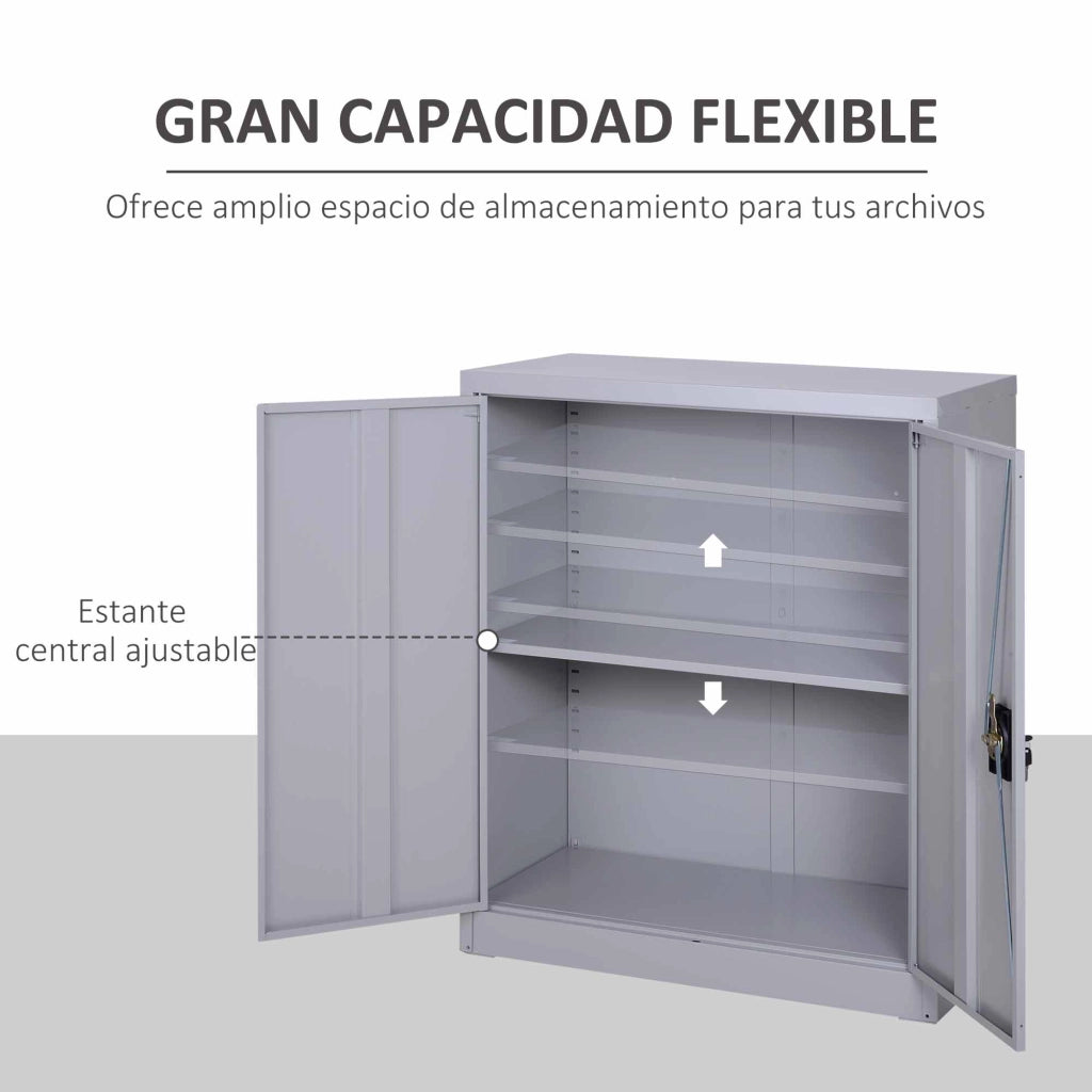 Armadio Grigio con 2 Ante e Ripiano Aggiustabile ¨C Minimal ¨C 80x40x92,5 cm