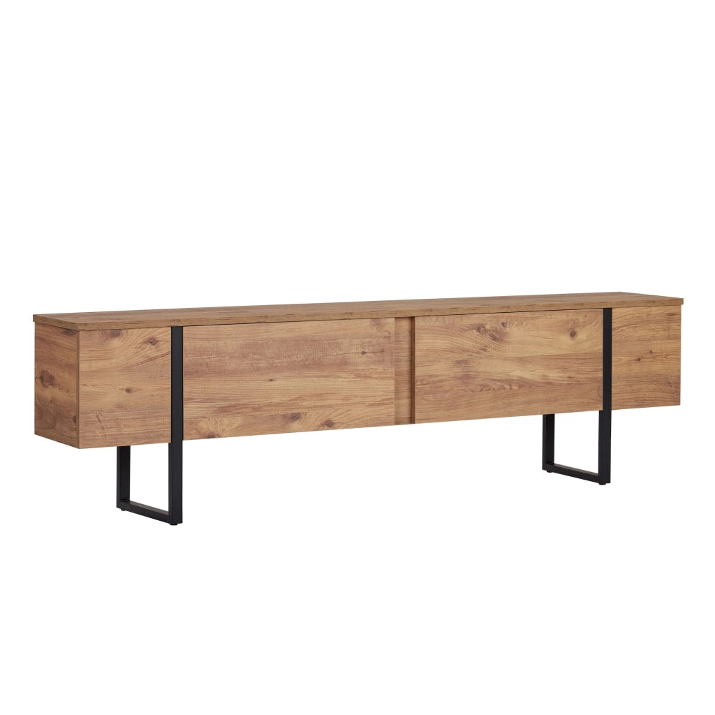 Porta TV in legno "Onera" - 180 x 30 x 50 cm - Pino Atlantico / Nero