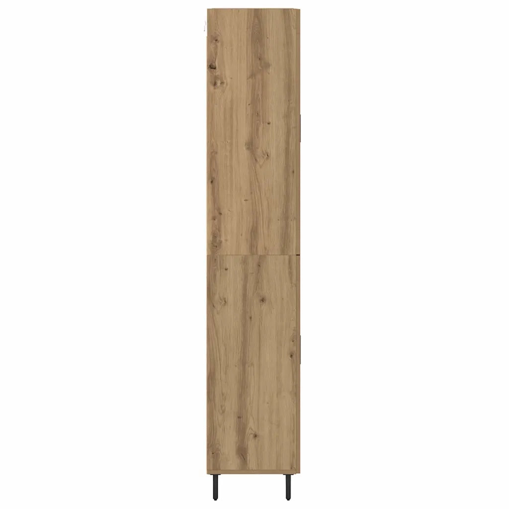 Credenza 2 pcs Rovere artigianale Legno Stratificato e Vetro 3403181